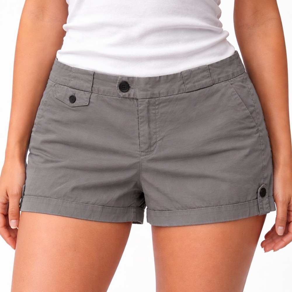 Banana Republic Chino Shorts Women 8 Grey Cotton Stretch Utility Summer Casual